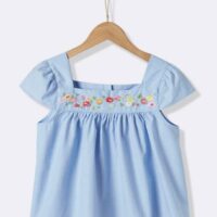 Blouse brodée Fille bleu CYRILLUS