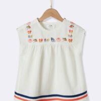 Blouse brodée Fille ecru CYRILLUS