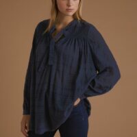 Blouse col lavallière femme indigo CYRILLUS