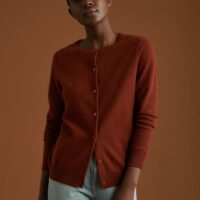 Cardigan col rond cachemire femme rouille CYRILLUS