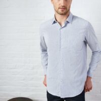 Chemise Regular Fit rayé chiné homme bleu/blanc CYRILLUS