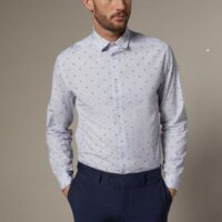 Chemise Slim Fit homme rayée et brodée bleu / blanc CYRILLUS