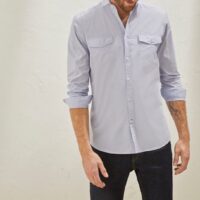 Chemise unie Regular Fit homme en tissu fil à fil bleu ciel CYRILLUS