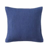 Coussin uni piqué de coton nid d'abeille Électre Blanc des Vosges - Bleu