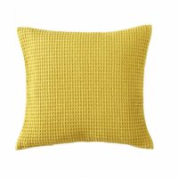 Coussin uni piqué de coton nid d'abeille Électre Blanc des Vosges - Jaune