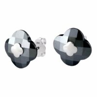 Boucles D'Oreilles Or Blanc Hematite Gris Morganne Bello Morganne Bello