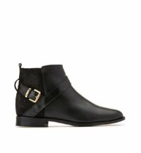 Boots zippés en cuir talon plat Noir Anne Weyburn Anne Weyburn