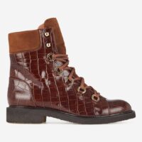 Bottines hautes Monterey plates cuir façon croco Marron Billi Bi Billi Bi