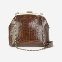 Sac besace vintage Emma Mini cuir façon croco marron Marron Tammy & Benjamin Tammy & Benjamin