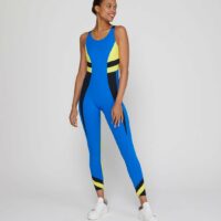 Combinaison de sport stretch sans manches bandes contrastantes Bleu Perfect moment sport Perfect moment sport