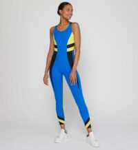 Combinaison de sport stretch sans manches bandes contrastantes Bleu Perfect moment sport Perfect moment sport