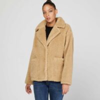 Manteau Marina court façon sherpa Beige Stand Stand