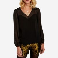 Blouse fluide avec sequins Noir Naf Naf Naf Naf