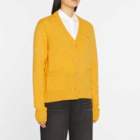 Cardigan court droit en laine Jaune Maison Kitsuné Maison Kitsuné