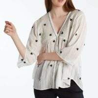 Blouse ample broderies Beige I.Code I.Code