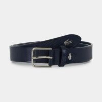 Ceinture fine siglée cuir Bleu Lacoste Lacoste