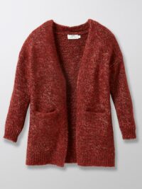 Gilet long à pans Fille bordeaux chiné CYRILLUS