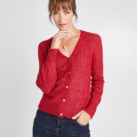 Gilet rouge boutonné femme Grain de Malice