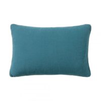 Housse de coussin gaze de coton lavée  Inséparables - Bleu Paon