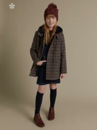 La manteau laine : Intemporel n°8 carreaux marine/noisette CYRILLUS