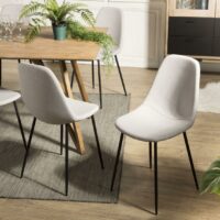 Lot De 2 Chaises TOM Tissu Beige Pieds Métal