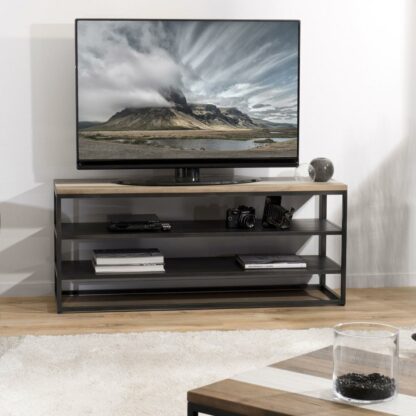 Meuble TV avec 2 étagères style industriel - Multicouleurs Vieillies