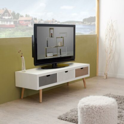 Meuble rectangulaire TV 3 tiroirs - Multicolore
