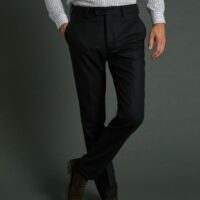 Pantalon ajusté New Slim homme en flanelle marine CYRILLUS