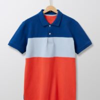 Polo color block homme bleu denim/ciel/rouge CYRILLUS