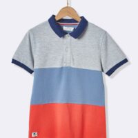 Polo colorblock Garçon gris/lavande/corail CYRILLUS