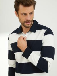 Polo rayé homme marine/beige CYRILLUS