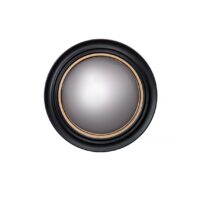 Promo : Miroir rond en bois noir et doré SONKAE