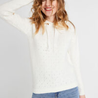 Pull à capuche écru femme Grain de Malice