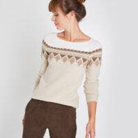 Pull beige à motifs femme Grain de Malice