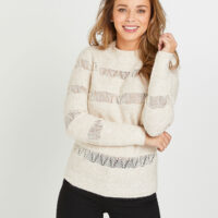 Pull beige ajouré femme Grain de Malice