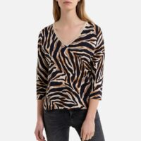 Pull col V en fine maille imprimé zèbre Gerard Darel