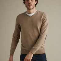 Pull col V homme taupe chiné CYRILLUS