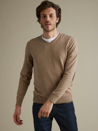 Pull col V homme taupe chiné CYRILLUS