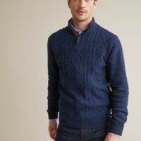 Pull col montant homme bleu denim CYRILLUS