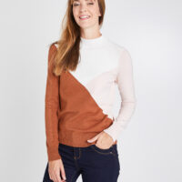 Pull color block col montant femme Grain de Malice