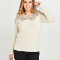 Pull doux avec guipure femme Grain de Malice