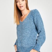 Pull en maille bleu canard femme Grain de Malice