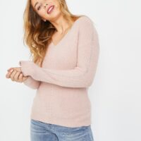 Pull en tricot rose femme Grain de Malice