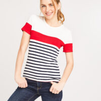 Pull manche courte rayé femme Grain de Malice