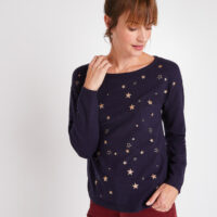 Pull marine à étoiles femme Grain de Malice