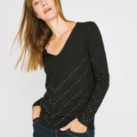 Pull noir à strass femme Grain de Malice