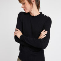 Pull noir col montant femme Grain de Malice