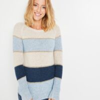 Pull rayé bleu et écru femme Grain de Malice