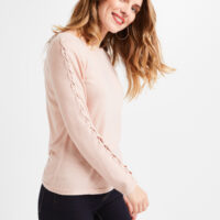 Pull rose lacé femme Grain de Malice