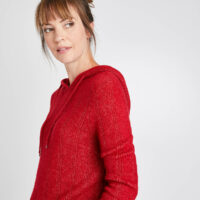 Pull rouge à capuche femme Grain de Malice